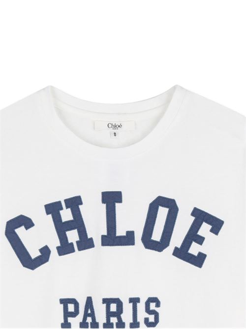 T-shirt bambina Chloé corta bianca con logo Chloe' Kids | C20862117
